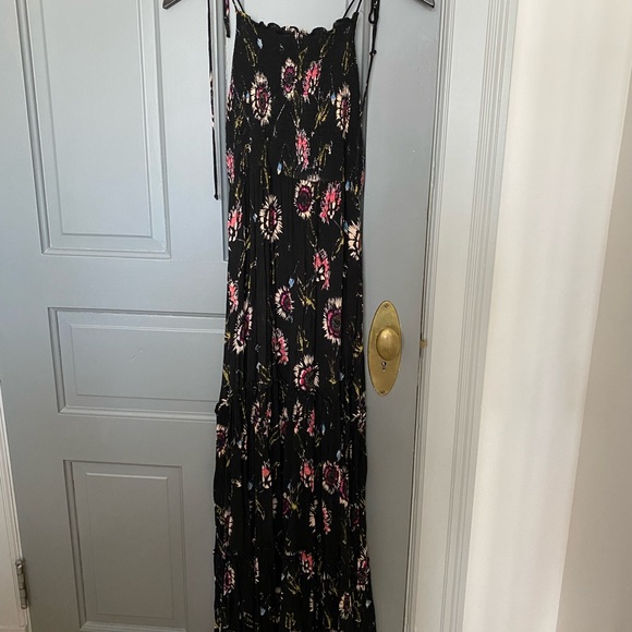 Free People Black and Pink Floral Maxi Sundress - Picture 1 of 4